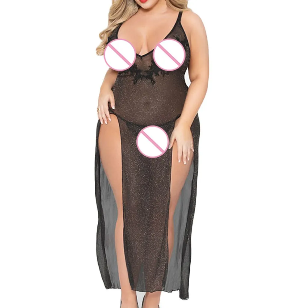 Кружевное сексуальное нижнее белье большого размера женское черное ночная