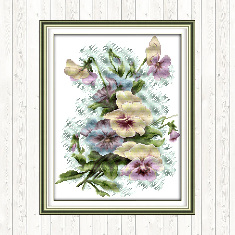 Pansy Набор для вышивки крестиком цветами 14ct 11ct DMC Печать на холсте набор рукоделия