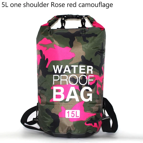 Rose red 5L 5L/10L/20L/30L камуфляжная уличная сумка Портативная рафтинг водонепроницаемая сумка мешок для плавания сумка для воды треккинг - Цвет: Rose red 5L