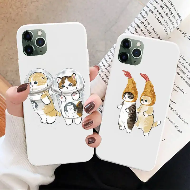 

Funny Cute Yellow Cat Phone Case For Iphone 6 6s 7 8 Plus XR X XS XSmax 11 12 Pro Mini Max Candy White Silicone Cover
