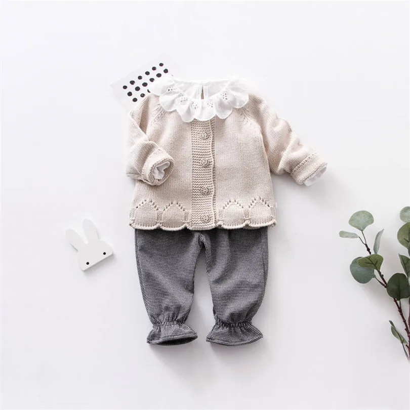 Вязаный детский кардиган пальто для девочек свитер маленьких осенний куртка