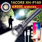 Светодиодный фонарик с зарядкой от USB, 16 ядер, XHP160, мощный уличный фонарь высокой мощности для кемпинга, масштабируемый тактический охотничий фонарь 26650