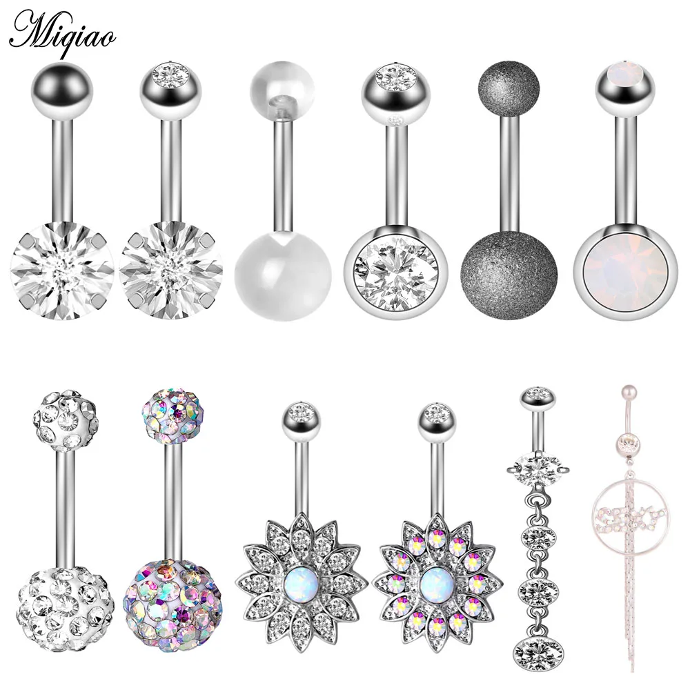 

Miqiao 1 Pcs Body Piercing Jewelry Stainless Steel Navel Nail Navel Ring Hot Sale Belly Button Rings