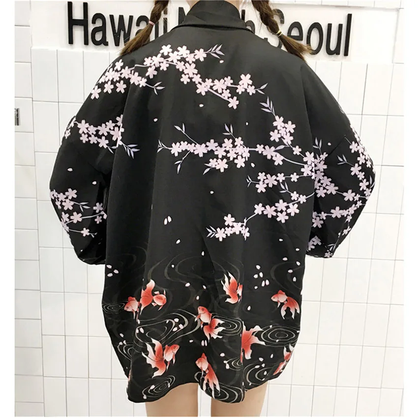Японский Восточный журавль Сакура кимоно Haori кардиган китайский Тан костюм Ukiyo-e банный халат пижамы для женщин пальто наряды