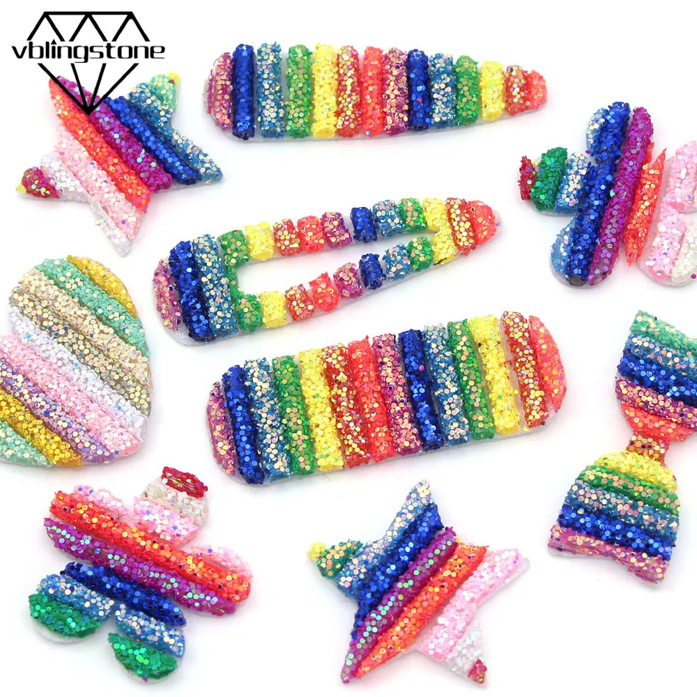 5 шт. сердечки/звезды/цветы патчи блестки труба радуга аппликация капли воды