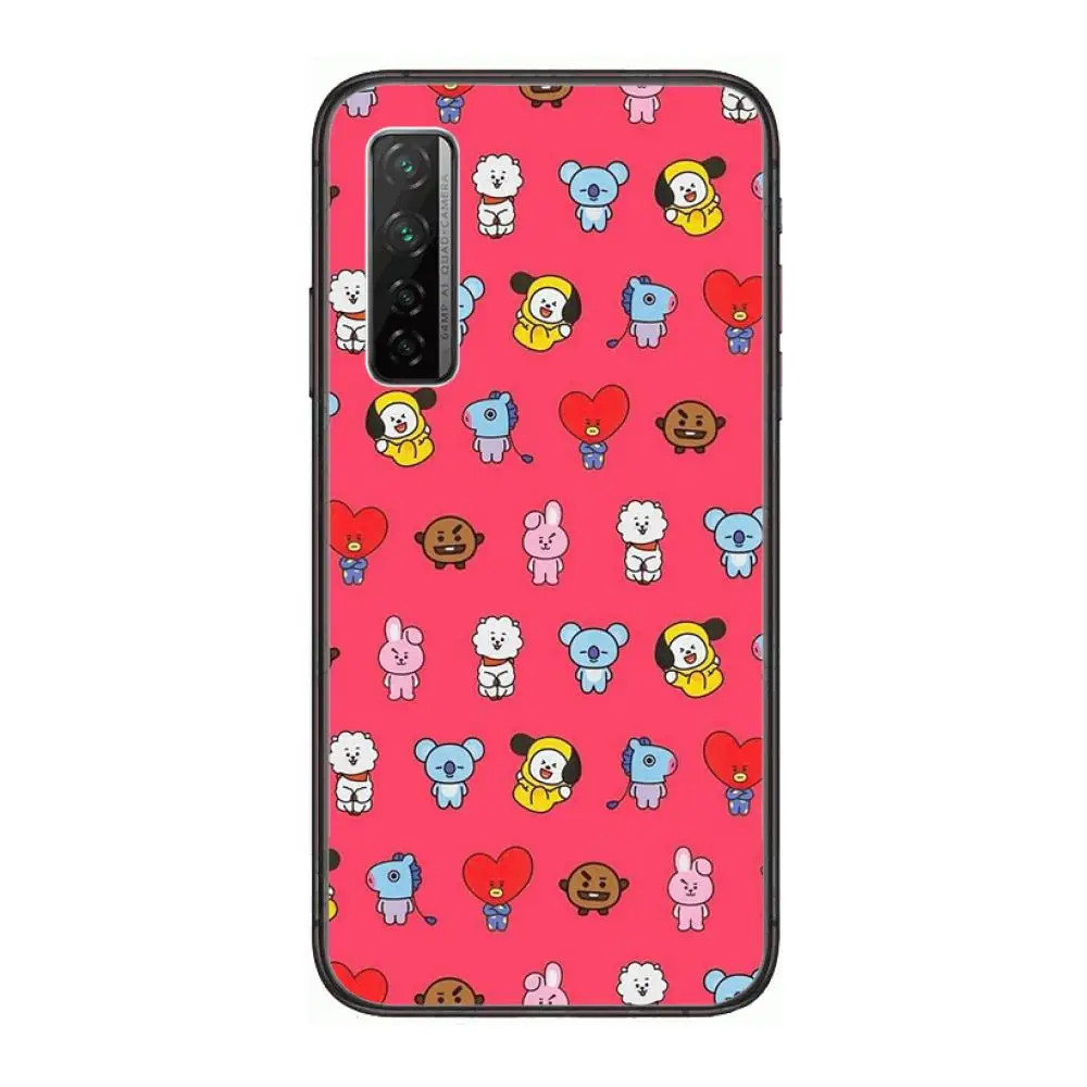 

Stylish BT21 back shell Phone Case For Huawei Nova 2 3 4 5 6 7 8 SE i E Pro Lite Black Etui Coque Painting Hoesjes comic fashio