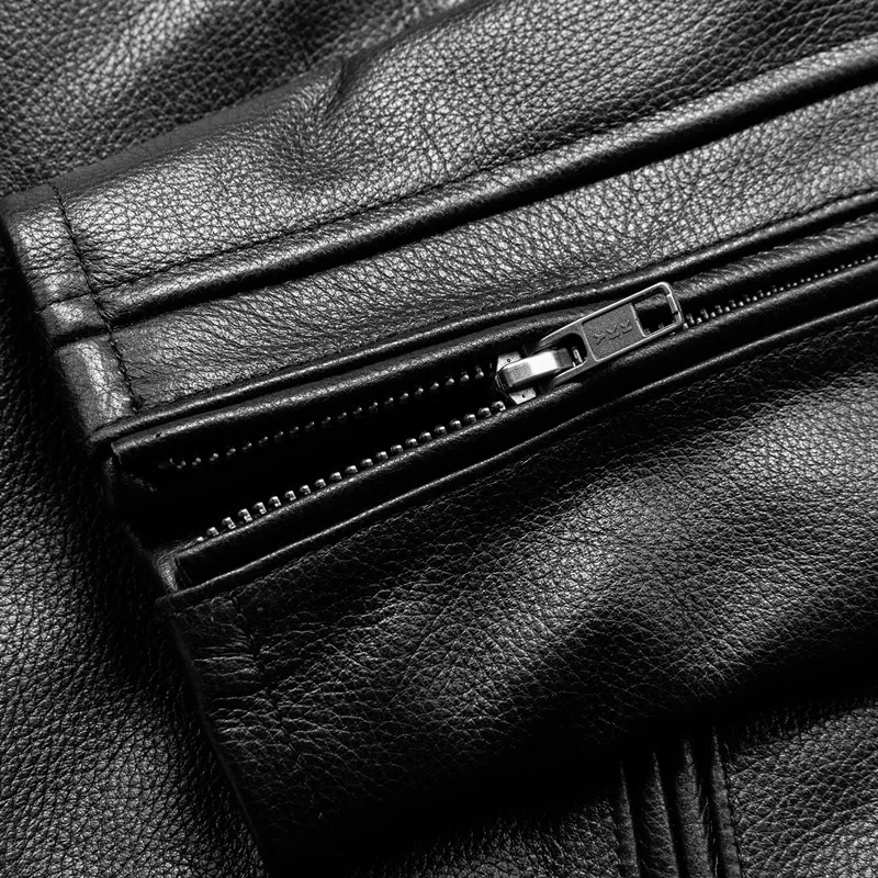 

Men Leather Jackets Cowhide Motorcycle Genuine Leather Motor Biker Clothing Distressed Leather Coat