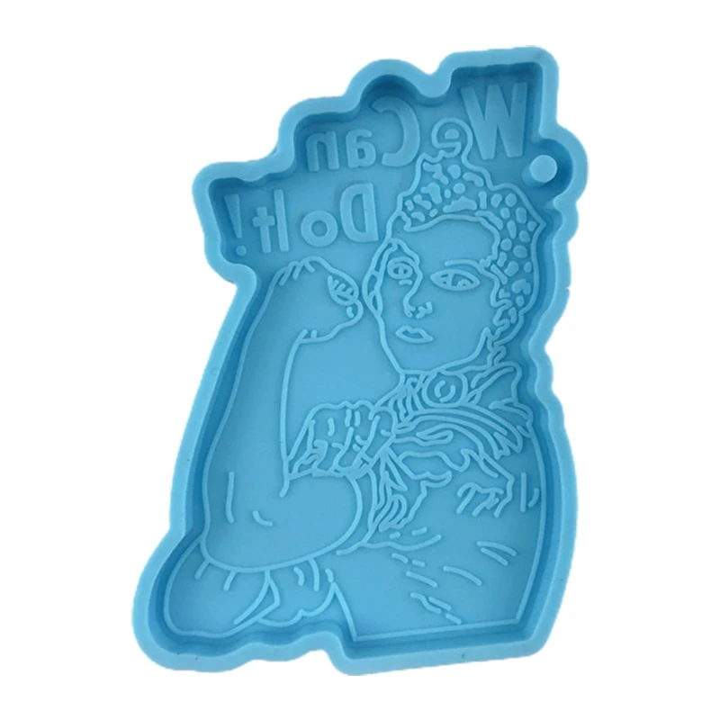 

We Can Do It Keychain Epoxy Resin Mold Necklace Pendant Silicone Mould DIY Crafts Jewelry Hanging Decortaions Casting