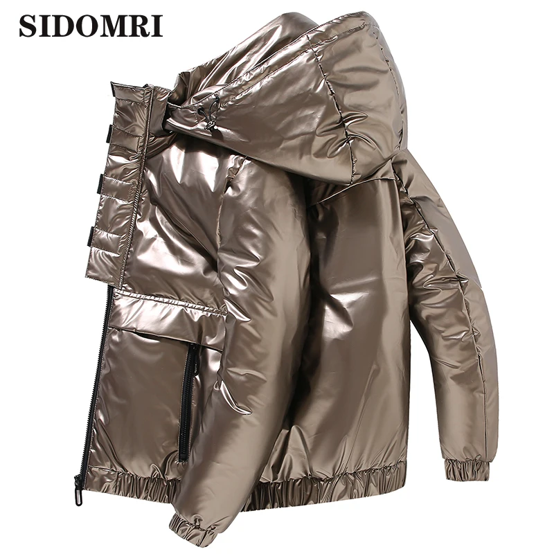 Winter down jacket hooded fashion Glossy color brand clothing thick warm loose Men's Down Coat Casual High Quality