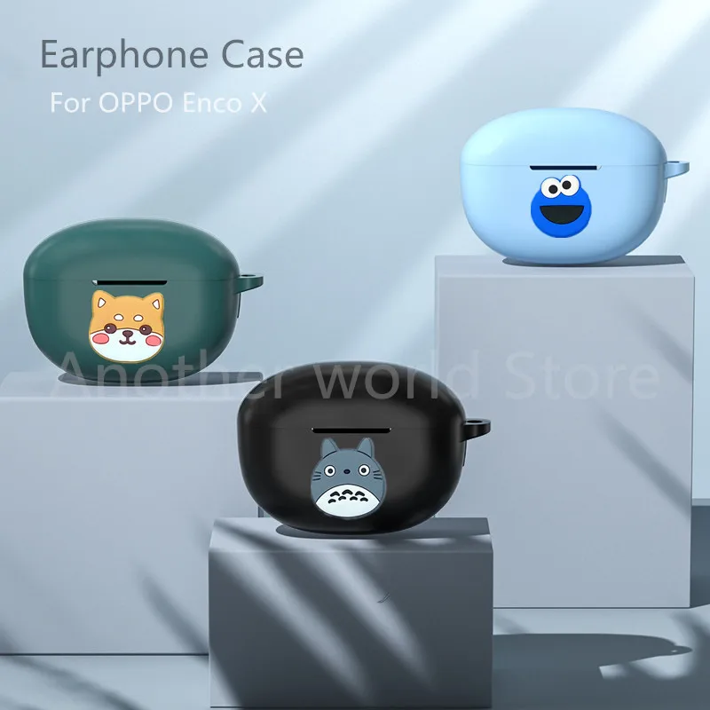 

Cute Silicone Earphones Protective Case For OPPO Enco X Soft Wireless Bluetooth Protection Cover With Hook