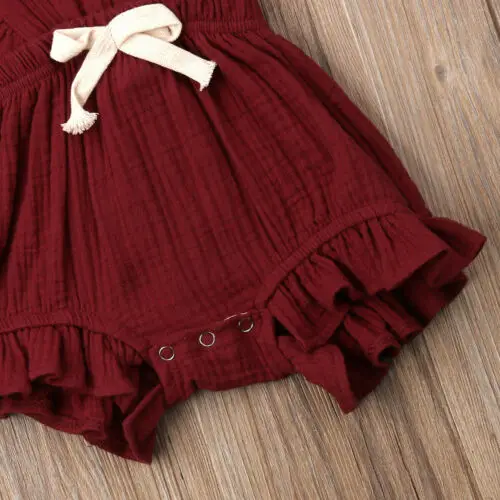 Комбинезон для новорожденных девочек однотонный комбинезон с оборками наряд