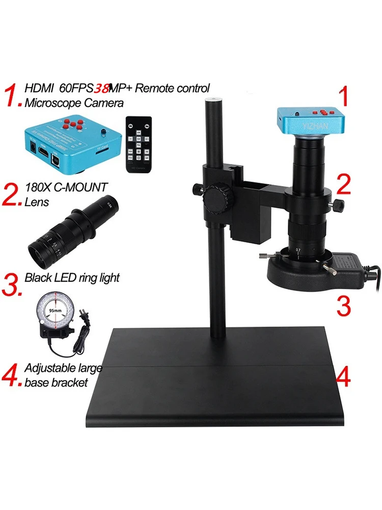 USB Digital Microscope US Plug Wireless Digital Microscope 48MP High Definition USB Dual Output Industrial Microscope Camera with 180X Lens 56LED Light 
