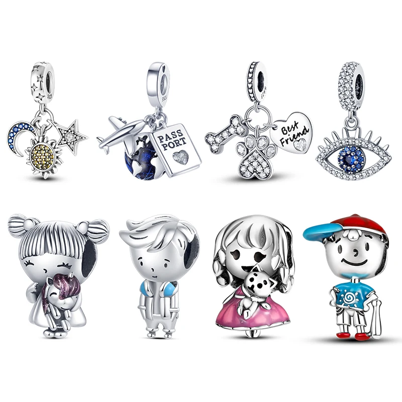 

Шарм платформа de ley 925 Оригинальный подходит для браслета Pandora женское ювелирное изделие бисер Солнце Луна Звезда Шарм и галактика астронавт...