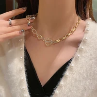 new punk goldemetal square short girl clavicle necklace alloy modern simple geometric charm fashion party jewelry couple gift