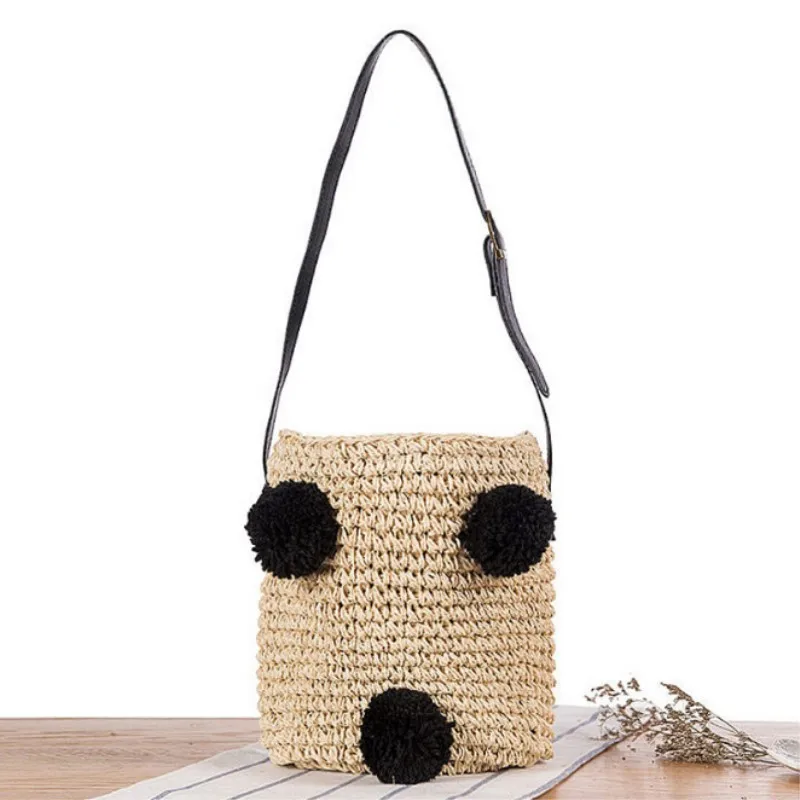 Женская Соломенная Сумка-ведро ручной работы красная сумка через плечо в виде