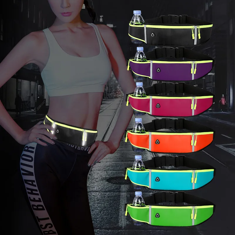 

QUESHARK 3 Pockets Elastic Waistband Sport Bag Zipper Pocket Marathon Running Gym Yoga Waist Belt Fanny Pack Phone Wallet