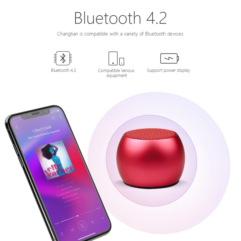 KEBIDU портативный Bluetooth динамик Встроенный микрофон корпус из алюминиевого сплава