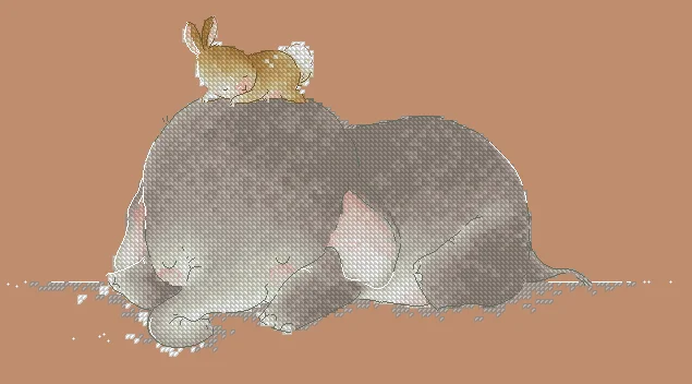 

MM Mouse avatar Counted Cross Stitch Kit Cross stitch RS cotton with cross stitch Sleeping baby elephant and rabbit