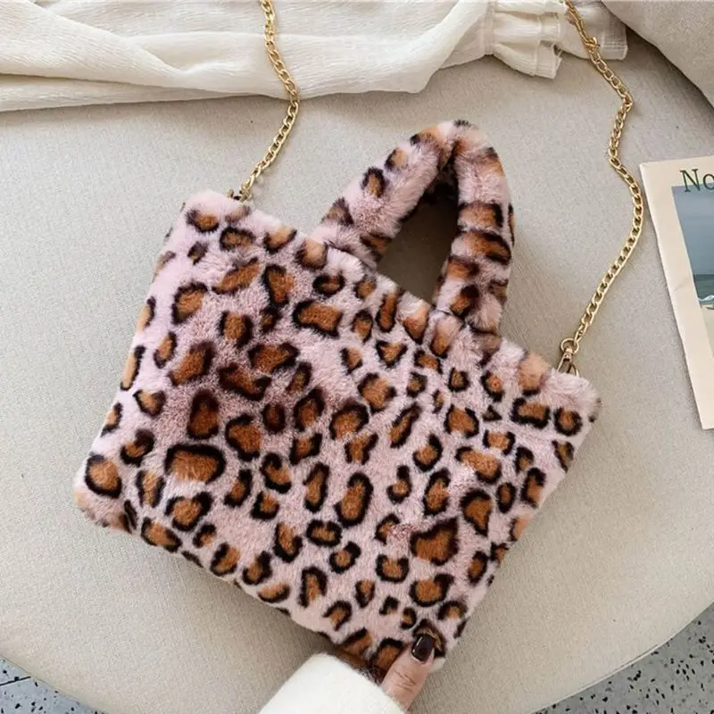 

Women Leopard Pattern Handbag Shoulder Crossbody Bag Lady WInter Tote Satchel H8WD