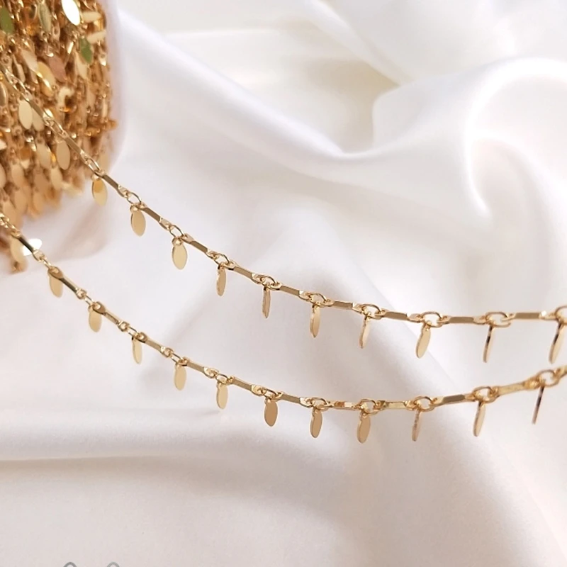 

Plated 14K True Gold Filled Color Retention 7x2.6MM Leaf Water Drop Necklace Chain DIY Jewelry Making Accessories Findings
