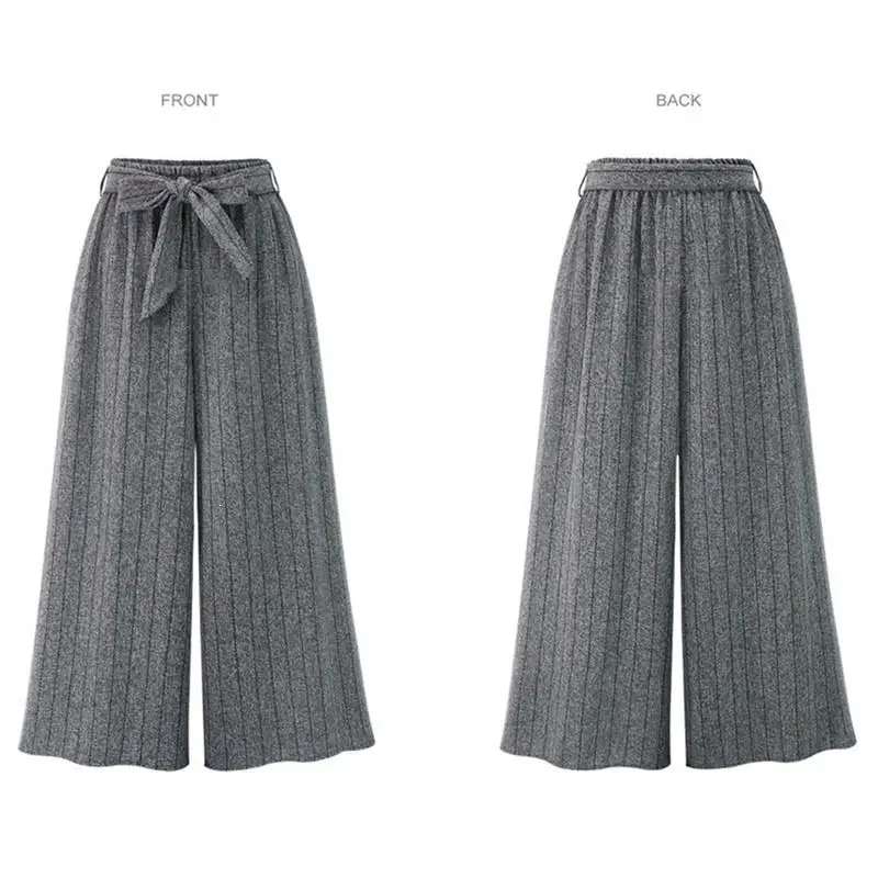 Осень 2019 европейский стиль штаны в Вертикальную Полоску повседневные с поясом и