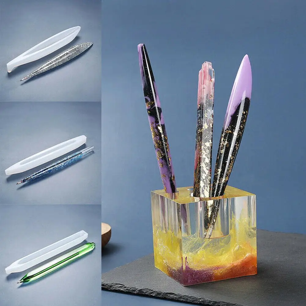 

Pen Shape Resin Molds Epoxy Casting Molds Ballpoint Making Molds Support Pen Dropshipping Crafts Tool Silicone B0D1