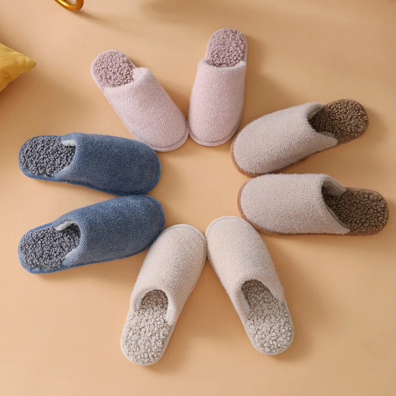

Men's and Women's New Plush Cotton Slippers Autumn and Winter Thick-soled Warm Slippers Indoor Non-slip Household Couple Shoes
