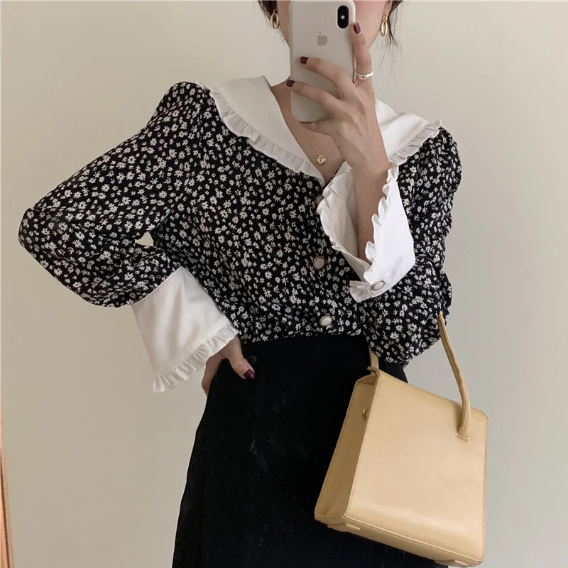 Романтический винтажный принт-цветочный принт новинка 2021 с оборками размера