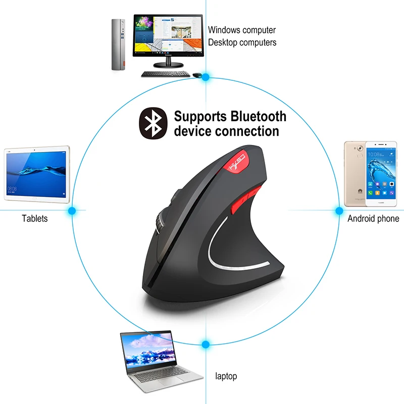 

Bluetooth 3.0 Wireless Gaming Mouse Ergonomic Bluetooth 3.0 Vertical Mouse 800/1600/2400DPI Computer 5D For PC Laptop