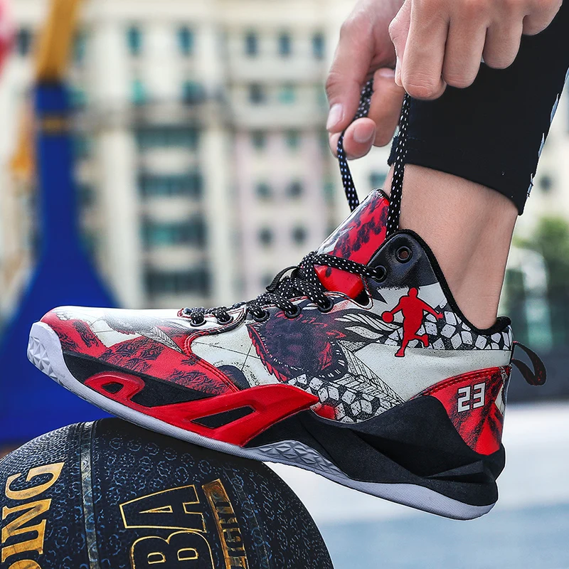 

2021 Spring Boys Gym Basketball Boots Red Yellow Men Basketball Trainers Brand Women Basketball Shoes Outdoor High Top Sneakers