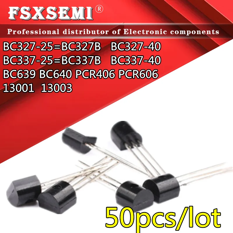 50 шт Φ BC327B BC327-25 BC337B BC327-40 BC639 BC640 PCR406 PCR606 MJE 13001 13003 транзистор TO-92 | Электронные