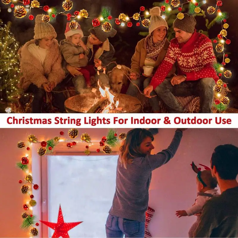 Рождественская светодиодная гирлянда с светильник кой s Pinecone Deer Tree праздничное