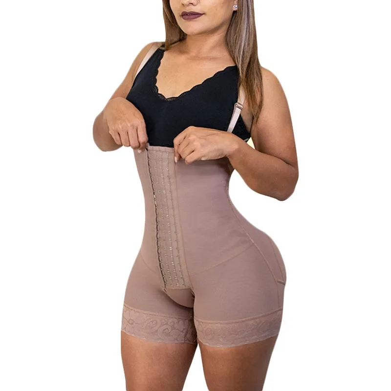 Shapewear Women Waist TrainerShort Girdle 4 Lines High Compression Fajas Colombianas Post Surgery Clasps Butt Lifter Straps