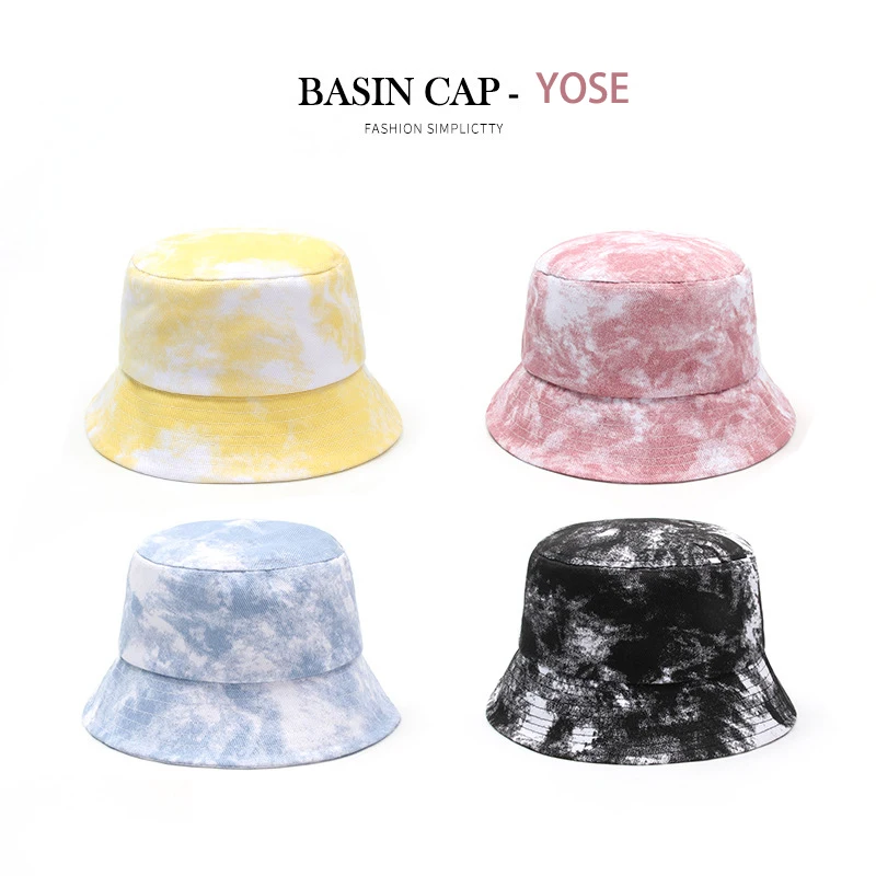 

Spring 2021 Tie Dye Fisherman's Cap Men's European Trend Gradual Color Basin Hat for Women's Outdoor Travel Sunscreen Hat Grey