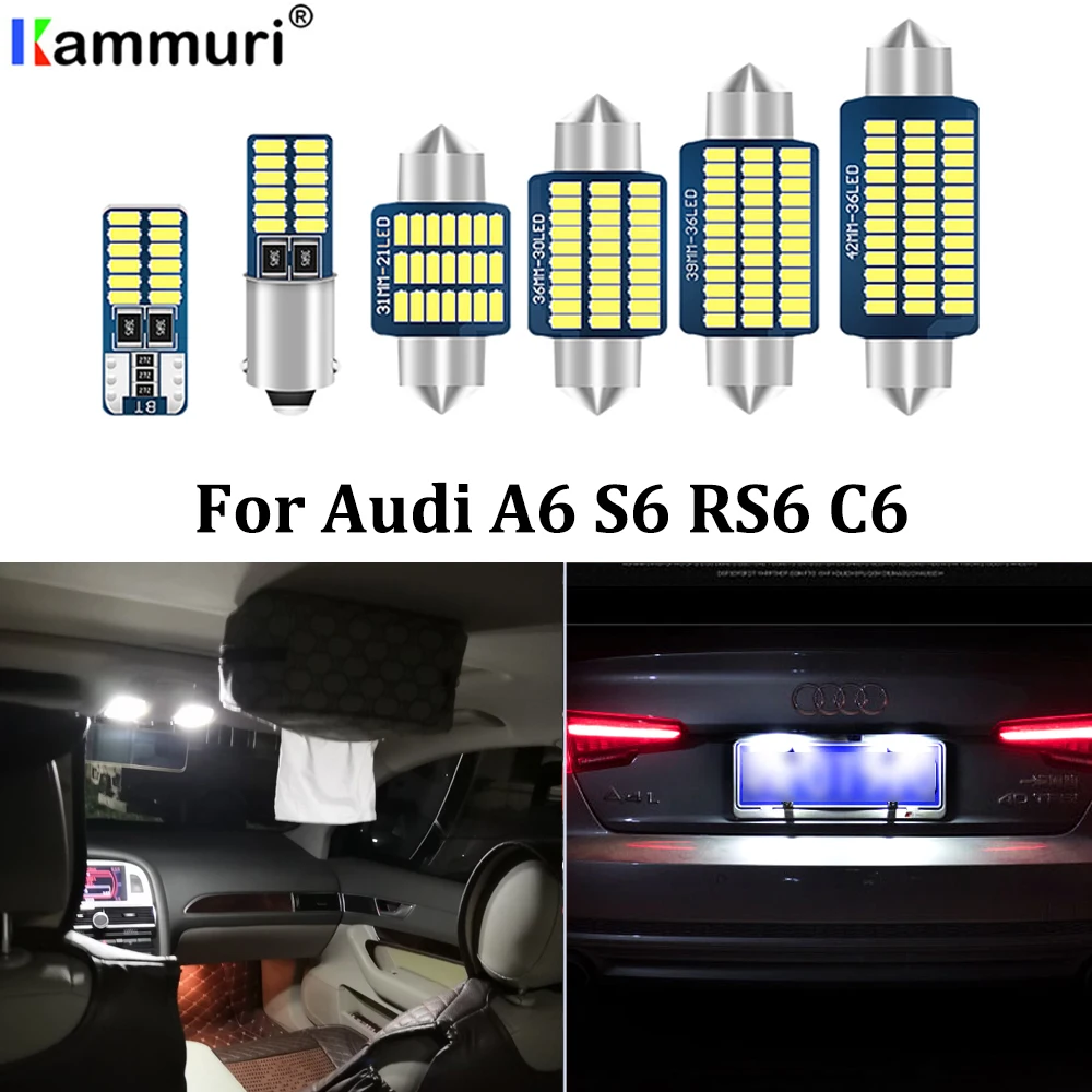 KAMMURI 15 шт. Canbus безошибочный Белый светодиодный купольный светильник для Audi A6 S6 C6 4E