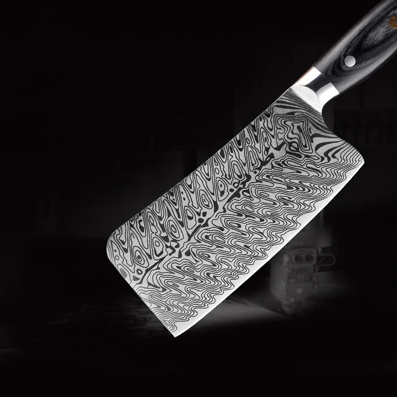 Острый нож из нержавеющей стали имитация Дамаска мясника китайский шеф повара