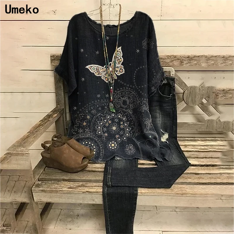 

Umeko T Shirt 2021 Women Harajuku Tops Plus Size Women Short Sleeve Butterfly Printed O-Neck Tops Tee T-Shirt Camisetas Mujer