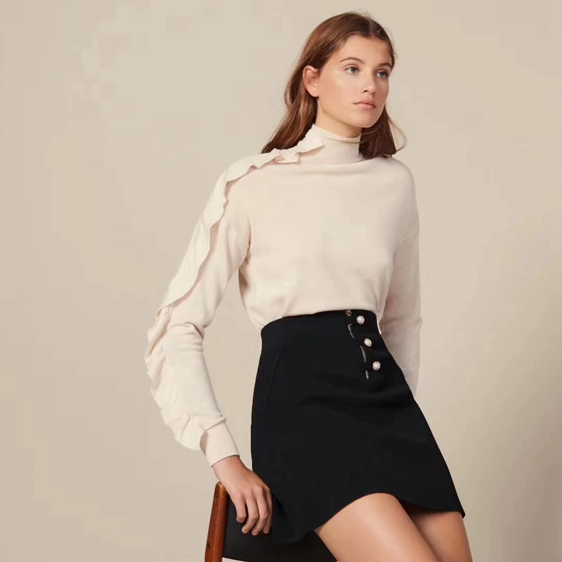 

2019 High Quality Women Skirts European Style New Bandage Skirts Black Short Skirt Sexy Beading Rayon Casual Clothing Wholesale
