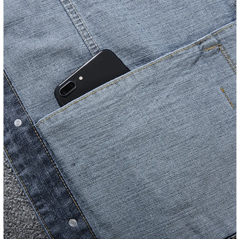 Жилет мужской джинсовый для молодых людей Приталенный жилет из денима Джинсовая