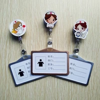 cute cartoon badge holder with retractable badge reel for medical workers nurse doctor work card cover hospital supplies