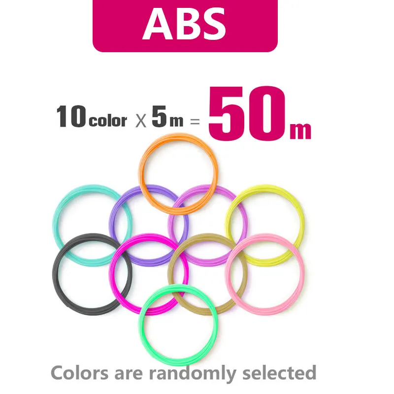 3d Ручка Принтер ABS/PLA нити, диаметр 1,75 мм Пластиковые Нити abs/pla пластик 20 цветов, безопасность без загрязнения - Цвет: ABS 10 colors 50m