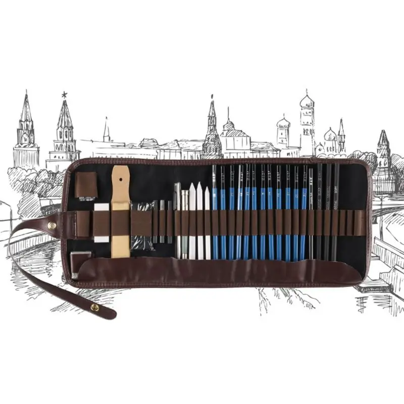 32 шт. Профессиональный набросок рисунок набор графитовый уголь карандаш сумка