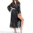 Женская шелковая ночная рубашка с глубоким V-образным вырезом и длинным рукавом