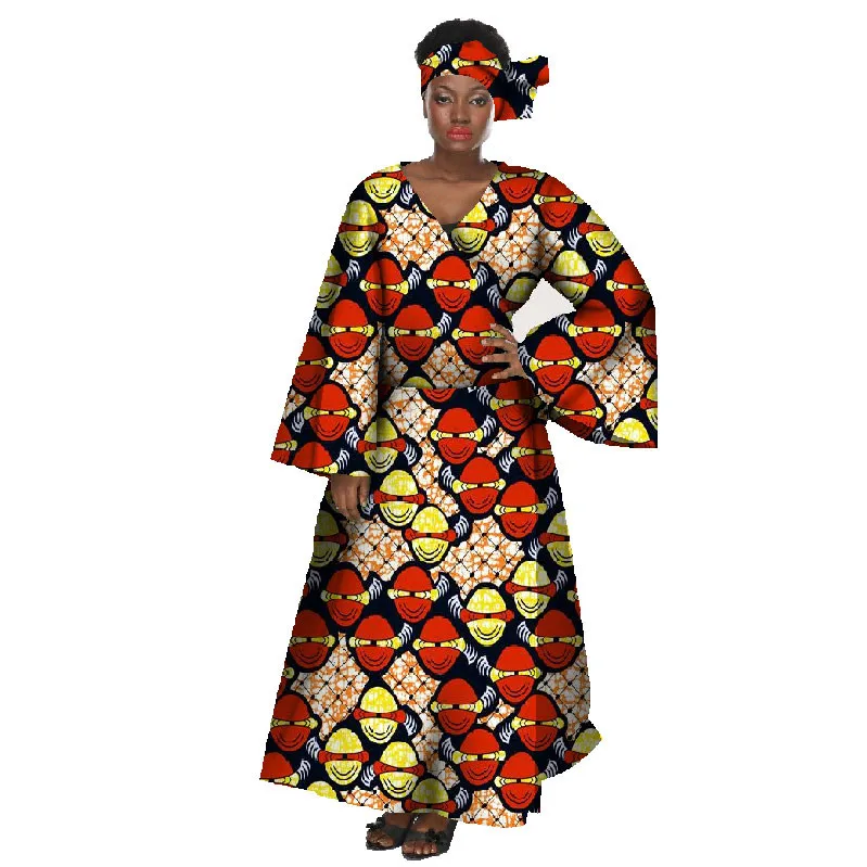 Африканская одежда для женщин с длинным рукавом принтом Африканский батик
