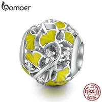 bamoer 925 sterling silver cz elegant ginkgo leaves original charm for brand diy jewelry make for women girl gift bsc334