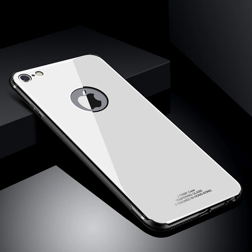 Белый Роскошный стеклянный чехол для iPhone 8, 7, 6s, 6 Plus, X, Xs, Max, XR, 11 Pro, ударопрочный, мягкий, ТПУ, силиконовый, Жесткий Чехол для iPhone 11 - Цвет: Белый