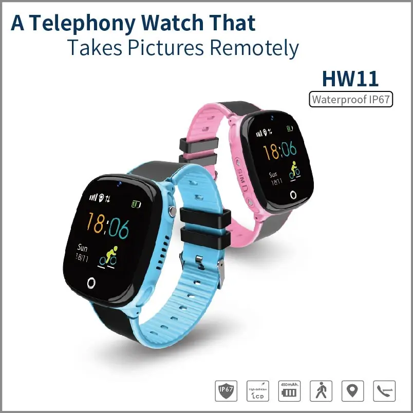 

HW11 IP67 Водонепроницаемый умные часы с gps-трекером для детей часы-телефон SOS пульт дистанционного управления Камера телефон часы Смарт-часы-бр...