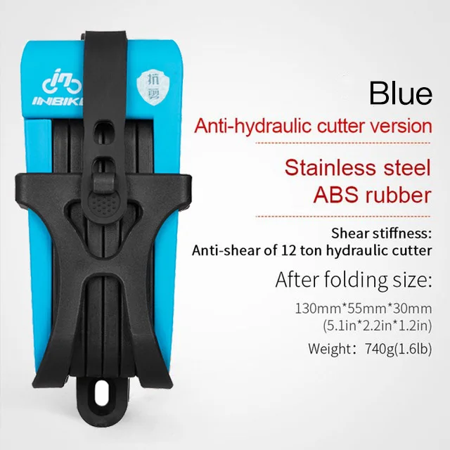 Updated Blue INBIKE анти-сдвиг 12 тонн гидравлический резак Велоспорт MTB велосипед замок Противоугонный мотоцикл замок Электрический велосипед часть цепи Замок - Цвет: Updated Blue