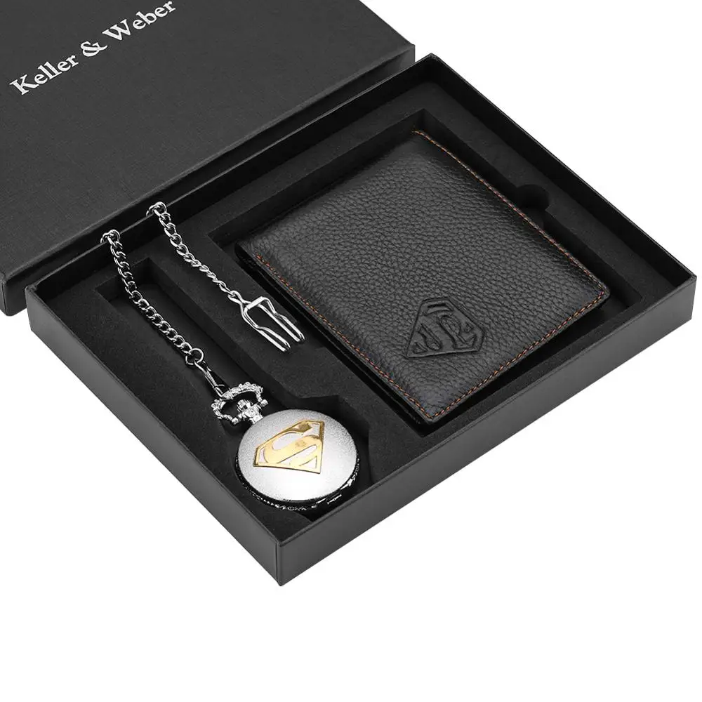Top Luxury Pocket Watch Wallet Sets Popular Movies Pendant Necklace Watches Premium Leather Wallet Nice Birthday Souvenir Gifts