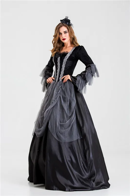 

Halloween Costume for Women Vampire Witch Queen Cosplay Costume Dress Full Dress Gothic Palace Dress